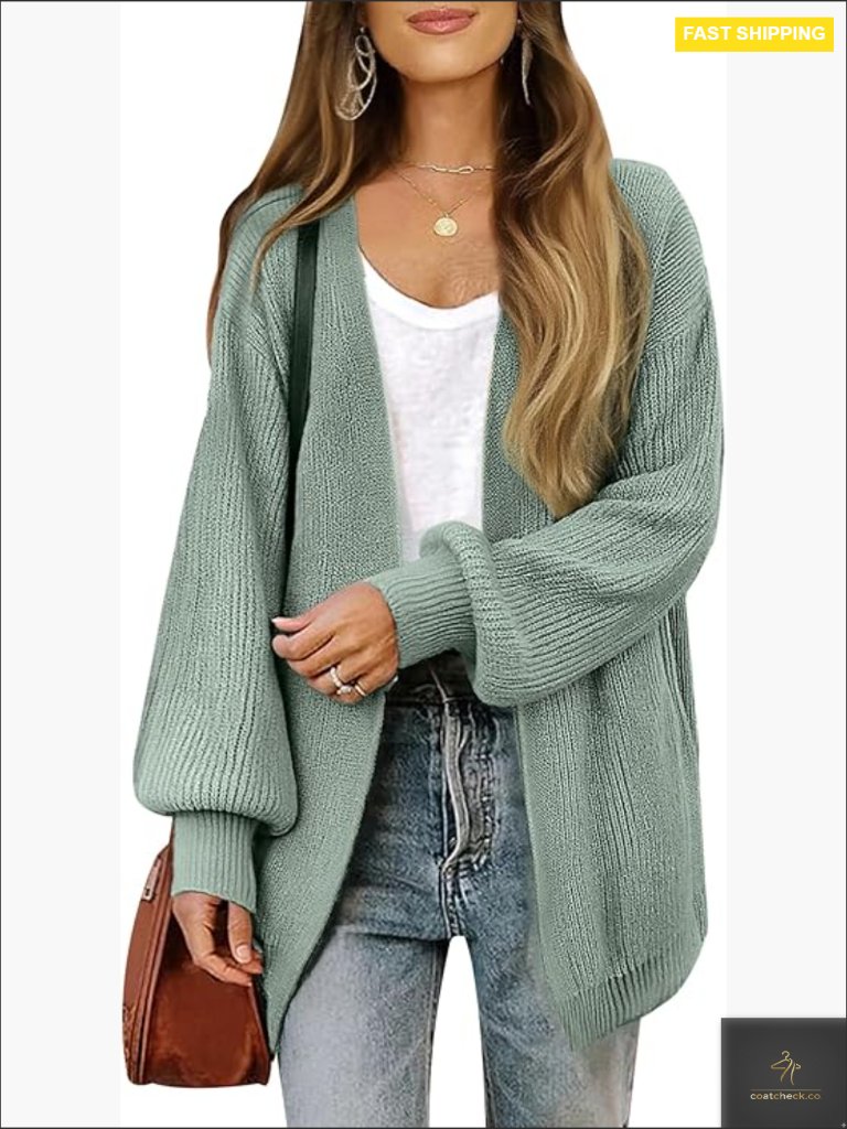 Oversized Cardigan Sweater Chunky Waffle Knit Open Front Longline Chic